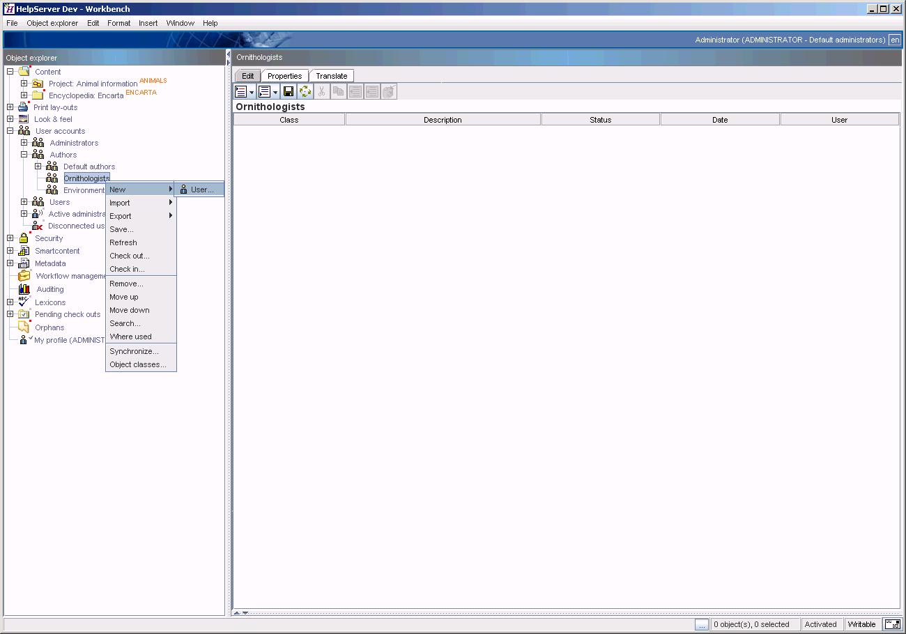 Authoring - Defining user accounts